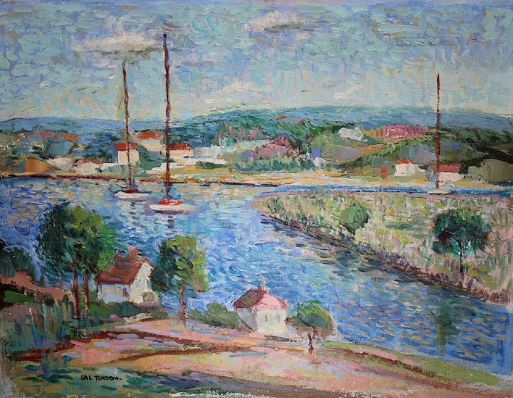 Appraisal: American School Signed Impressionist Harbor Scene American School Signed Impressionist