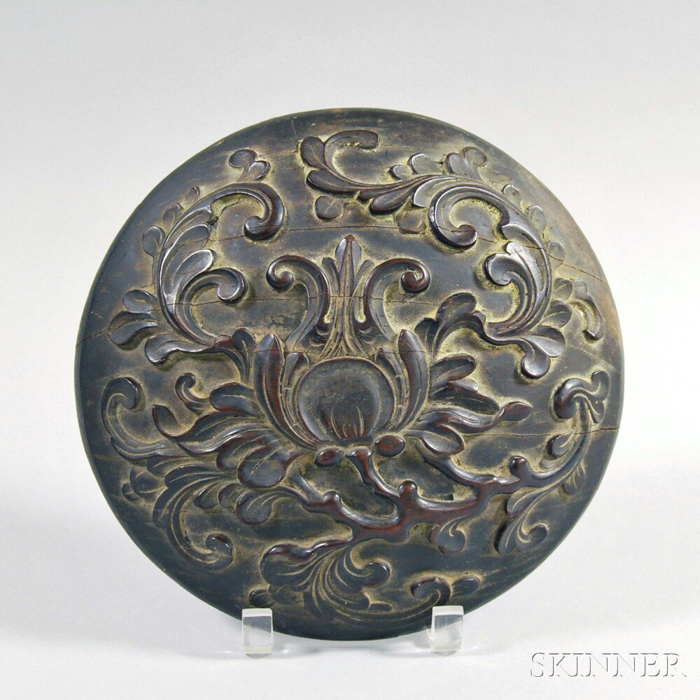 Appraisal: Chinese-style Hardwood Cover the domed cover carved with a central