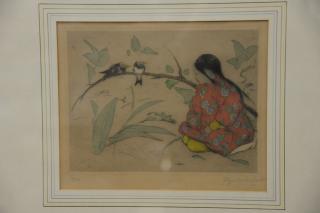 Appraisal: Two Elyse Ashe Lord - pencil signed colored etchings including