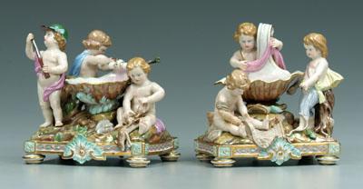 Appraisal: Two Meissen figural groups children one a hunting scene with