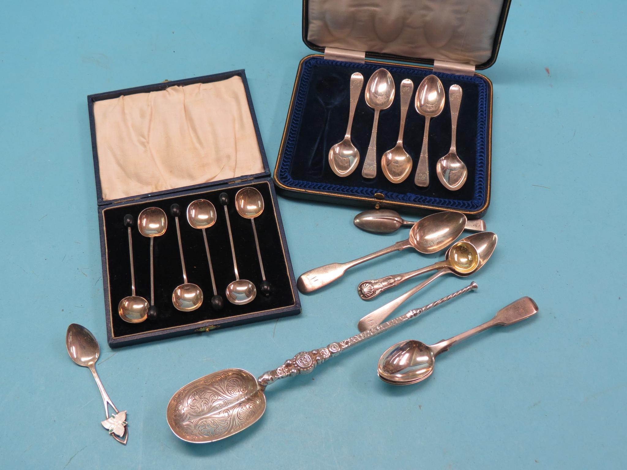 Appraisal: A reproduction silver annointing spoon London in together with a