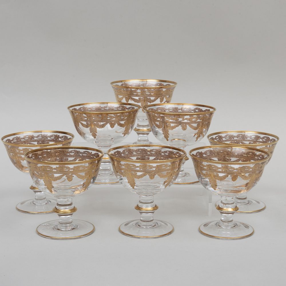 Appraisal: Set of Eight Gilt Decorated Sorbet Cups x in diam