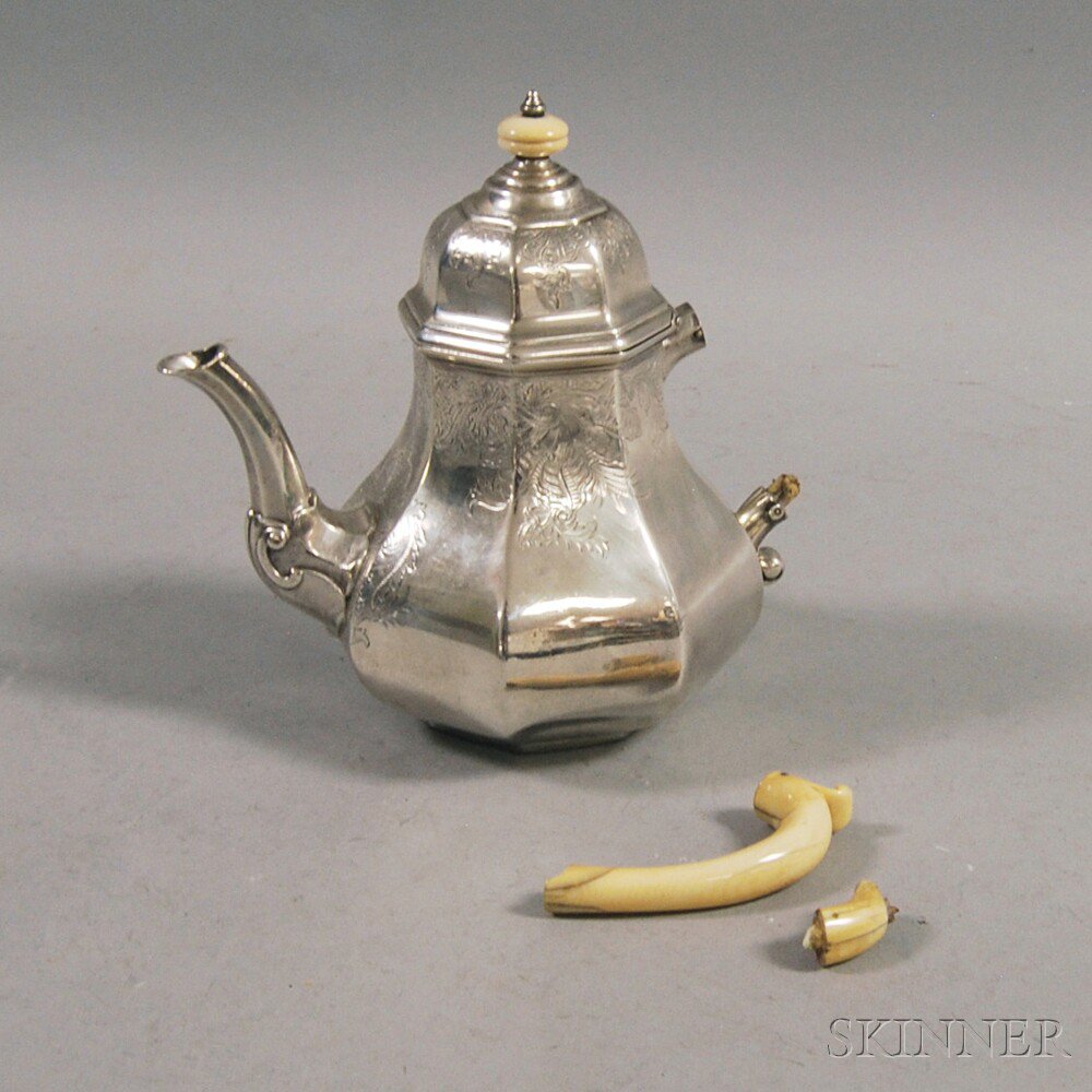 Appraisal: Paneled Dutch Silver Teapot Amsterdam th century marks to base