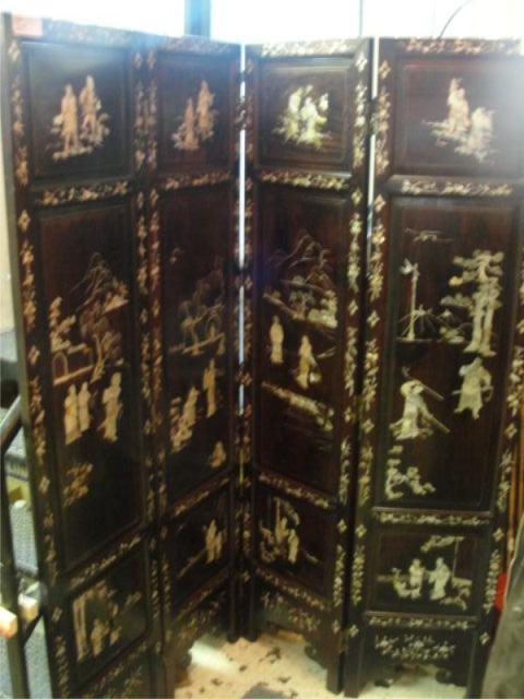 Appraisal: Mother of Pearl Inlaid Asian Panel Screen From a prominent