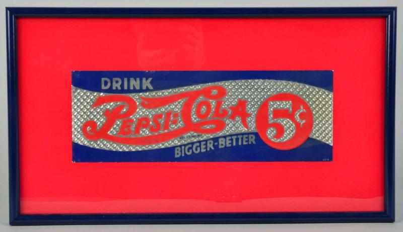 Appraisal: Embossed Aluminum Pepsi-Cola Sign Circa Framed under glass Great condition