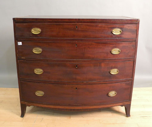 Appraisal: English Hepplewhite mahogany bowfront chest of drawers ca h w