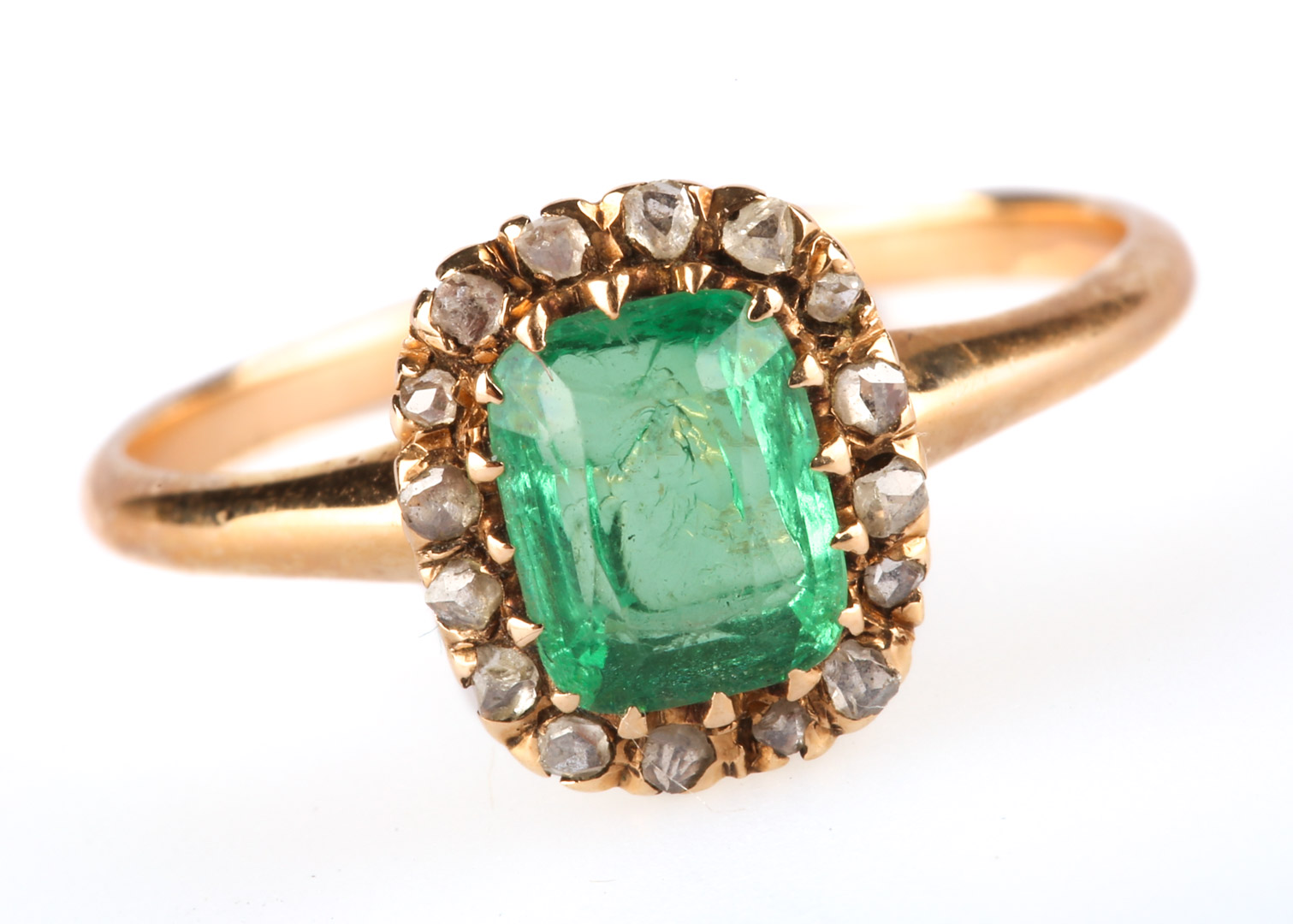 Appraisal: A Lady's Emerald and Diamond Ring K emerald with diamond