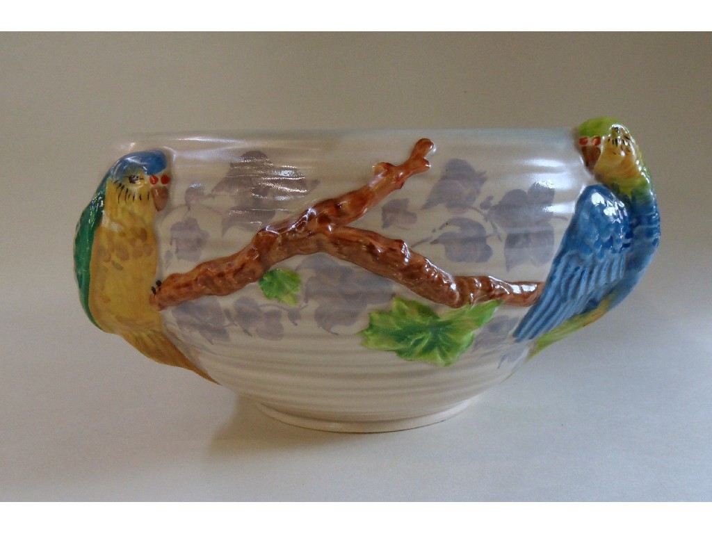 Appraisal: Clarice Cliff bowl decorated with a pair of lovebirds