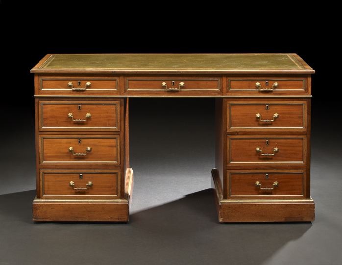 Appraisal: George III-Style Mahogany Pedestal Desk ca the rectangular top with