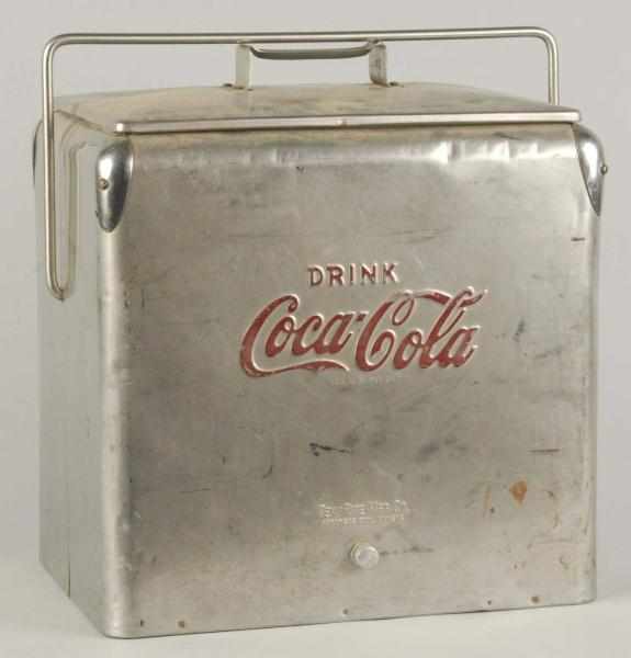 Appraisal: Embossed Stainless Steel Coca-Cola Picnic Cooler Description s A few