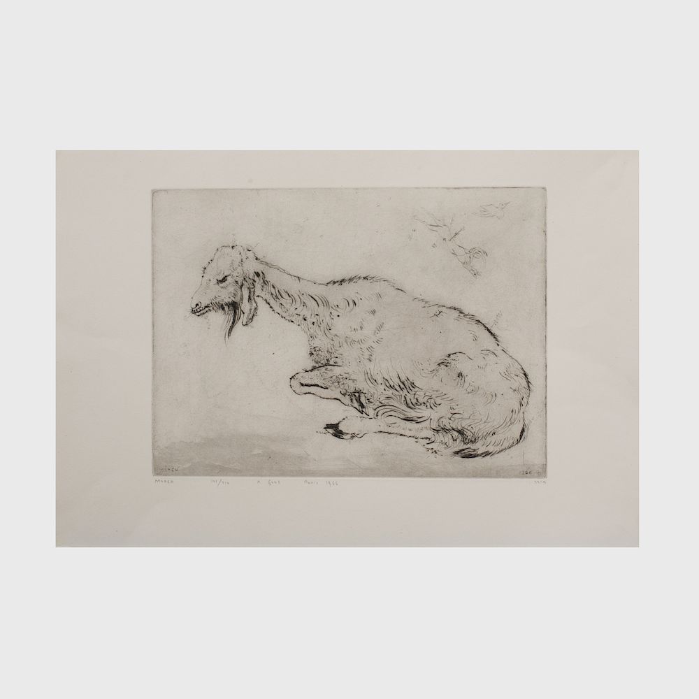 Appraisal: Mordecai Moreh b A Goat Etching in black on wove