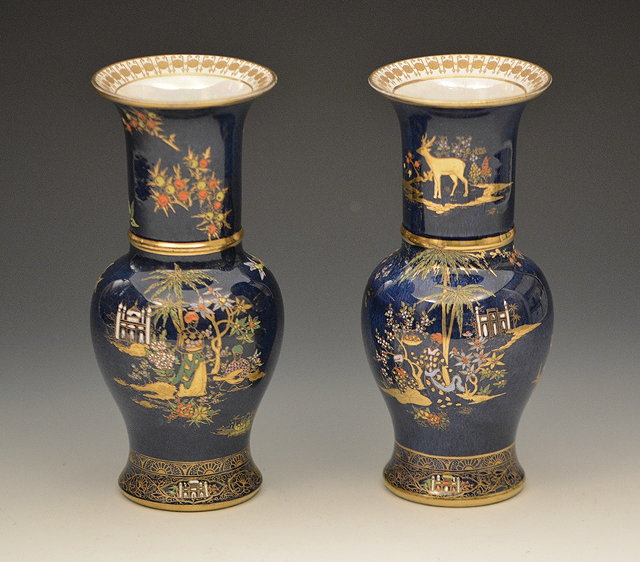 Appraisal: A pair of Carltonware Cobalt blue baluster vases cm high