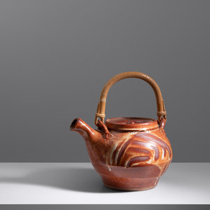 Appraisal: Warren MacKenzie - Teapot glazed stoneware bamboo signed with impressed