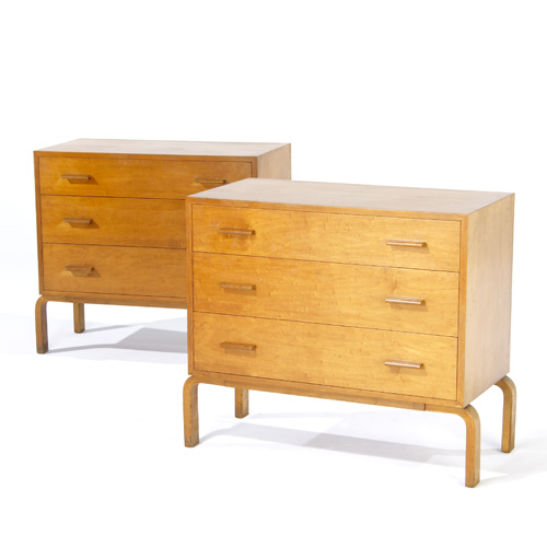 Appraisal: ALVAR AALTO Pair of birch three-drawer chests Very early examples