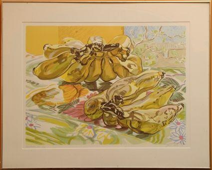 Appraisal: JANET FISH b BANANAS Color screenprint x in image sight