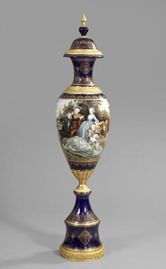 Appraisal: After Richard Klemm Dresden Porcelain Palace Vase-on-Stand of monumental proportions