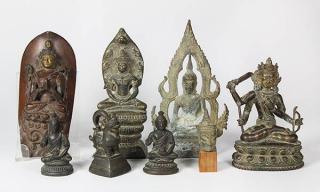 Appraisal: Asian Buddhist Metal Sculptures lot of Group of Asian metal