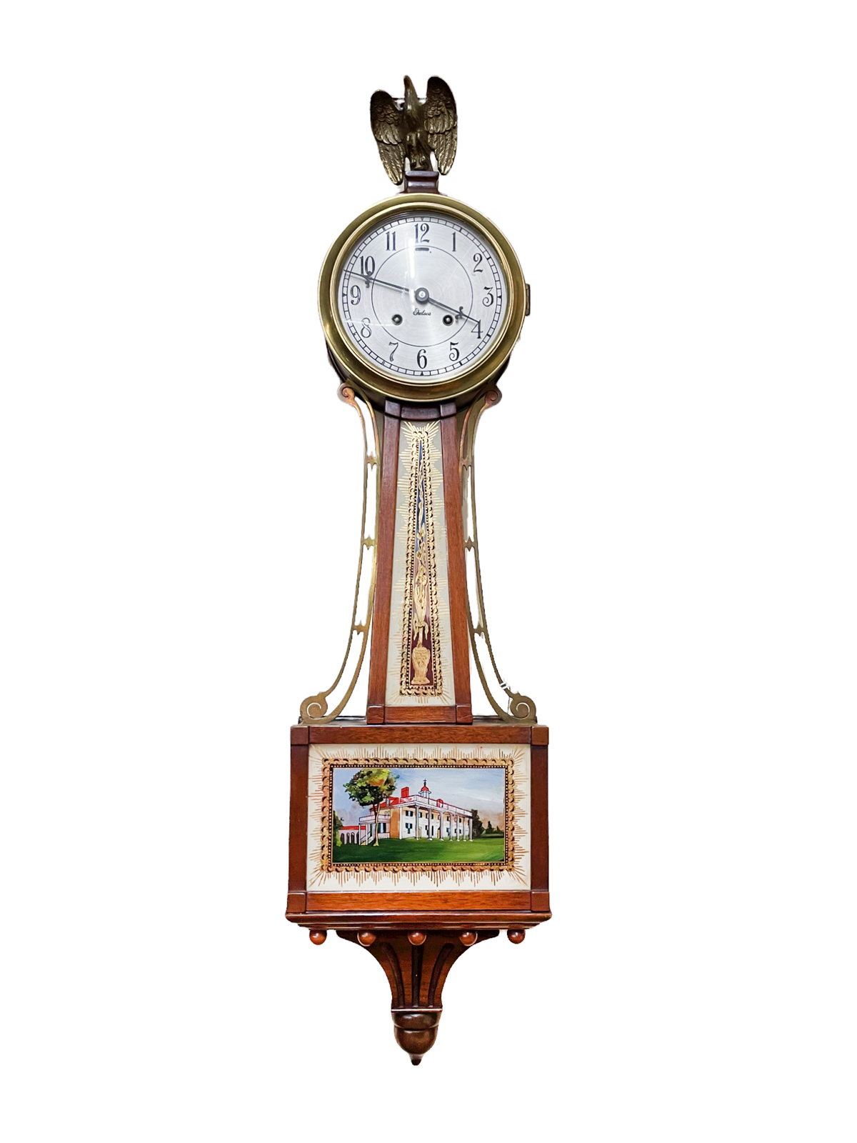 Appraisal: CHELSEA REVERSE PAINTED BANJO CLOCK Mahogany Banjo Clock by Chelsea