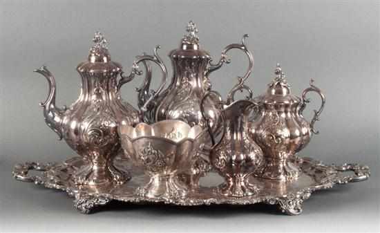 Appraisal: American Art Nouveau influenced silver-plated five-piece coffee and tea service