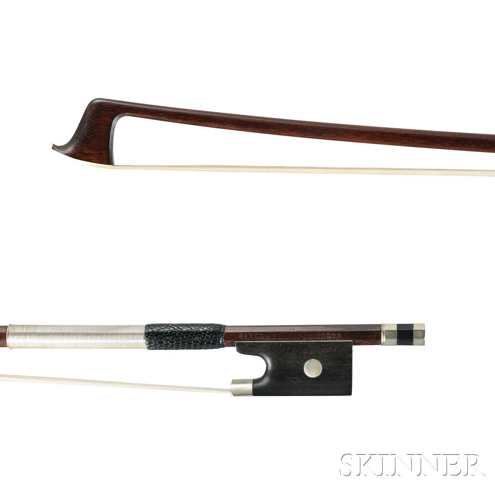 Appraisal: American Nickel-mounted Violin Bow the round stick stamped LYON HEALY