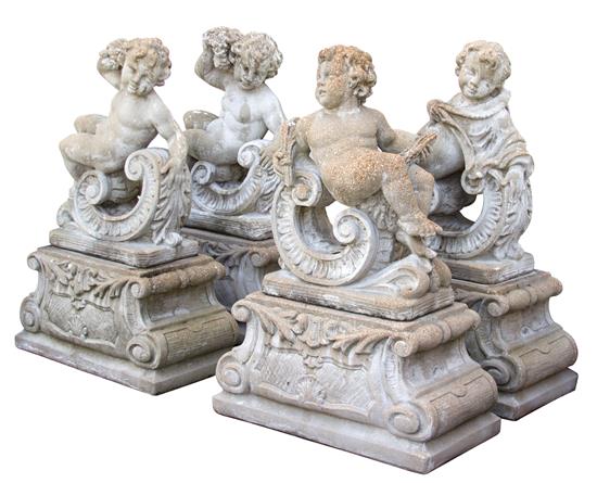 Appraisal: Sale Lot A Group of Four Cast Stone Allegorical Figures