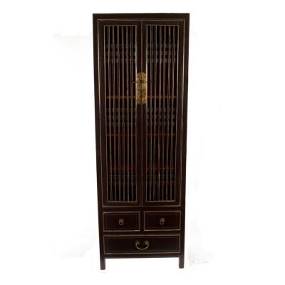 Appraisal: A Chinese black lacquer and gilded cabinet the two slatted