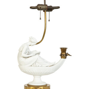 Appraisal: A Gilt Metal Mounted Parian Ware Table Lamp th Century