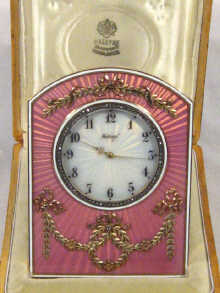 Appraisal: Russian Interest A carat gold and silver clock decorated in