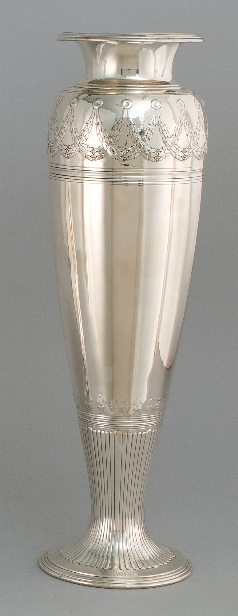 Appraisal: TIFFANY STERLING SILVER VASE Circa In an elongated baluster form