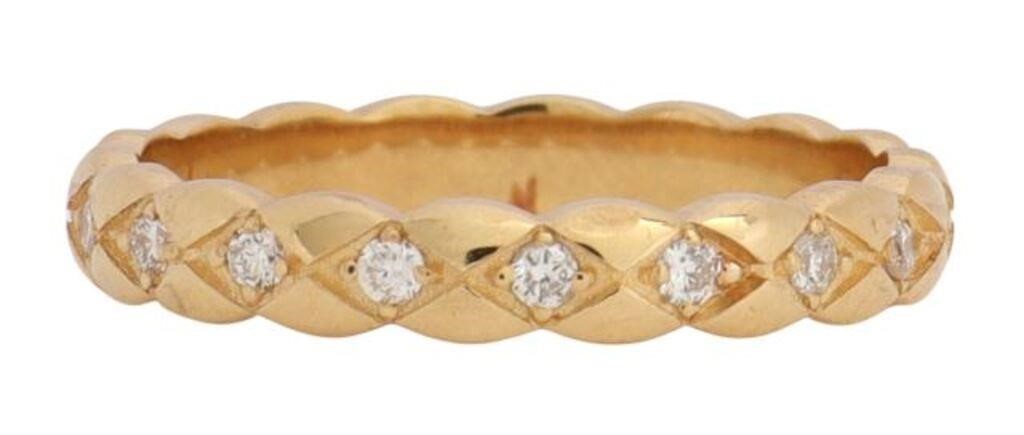 Appraisal: Estate Chanel kt yellow gold and diamond ring band possibly