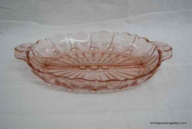 Appraisal: Depression Glass Pink Part Divided Relish DishProduced - by Anchor