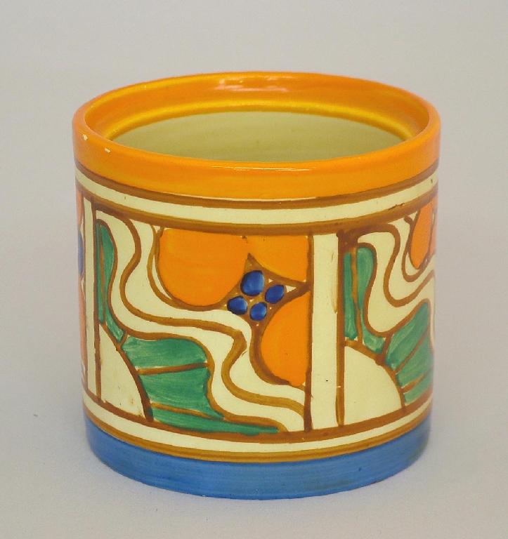 Appraisal: Sunrise' Fantasque cylindrical preserve pot base high lacks cover