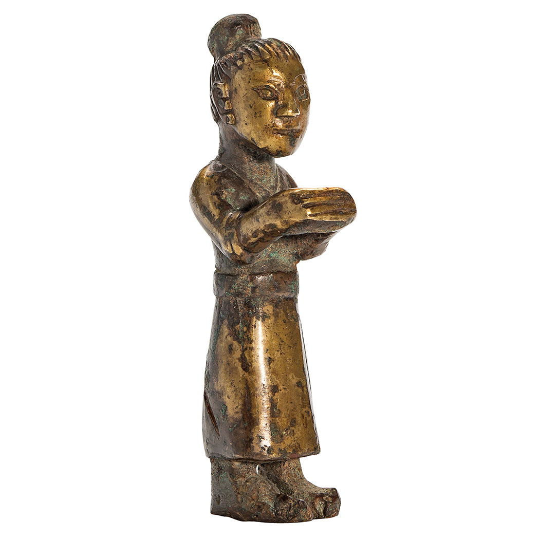 Appraisal: Chinese Gilt-Bronze Figure of a Servant Possibly Ming Dynasty The