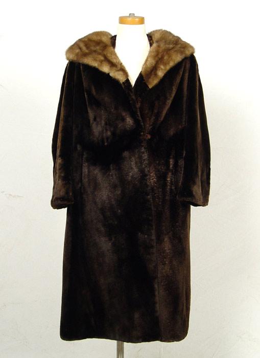 Appraisal: FULL LENGTH SEAL COAT WITH MINK COLLAR Gottsfeld of Philadelphia