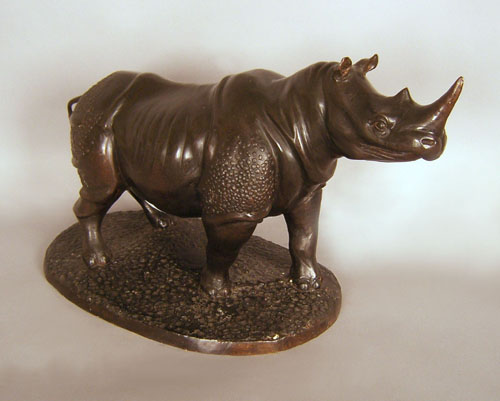 Appraisal: Contemporary bronze figure of a rhinoceros h w