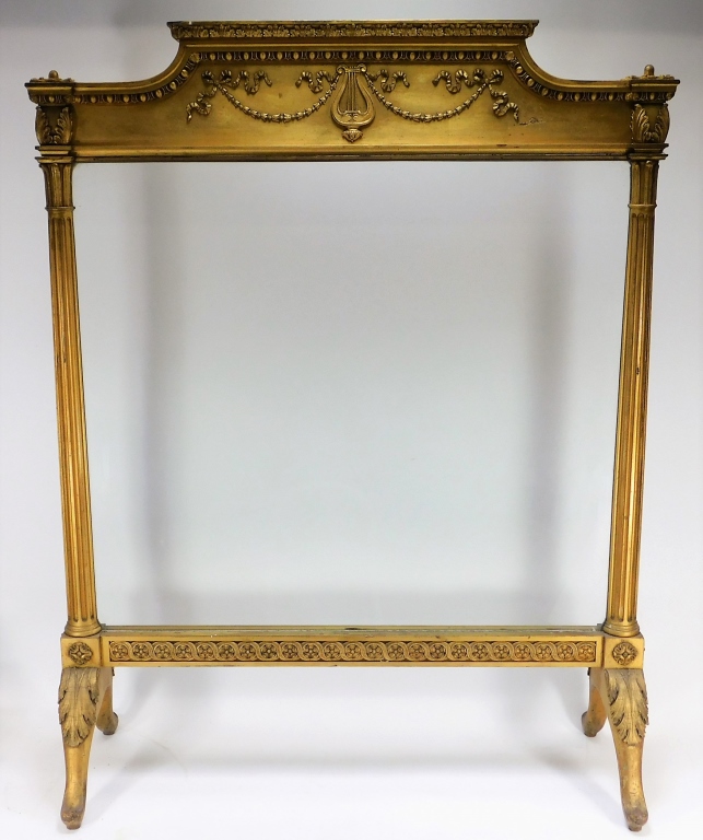 Appraisal: FRENCH GILT GLASS PANEL FIREPLACE SCREEN France Circa Carved wood