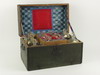 Appraisal: LIQUOR BOX - th C fitted liquor box iron strapped