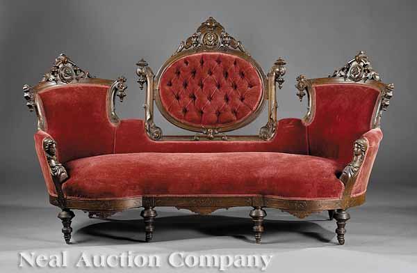 Appraisal: An American Renaissance Carved and Incised Rosewood Parlor Suite c