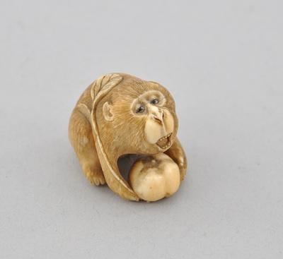 Appraisal: A Okimono Gibbon with Fruit Possibly by Masatami th Century