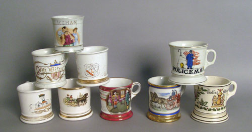 Appraisal: Nine porcelain shaving mugs some occupational