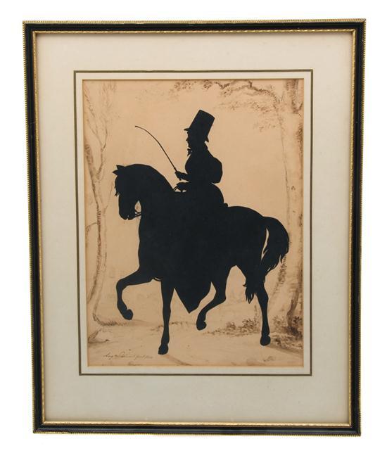 Appraisal: A Silhouette of a Lady Upon a Horse Aug Edouart