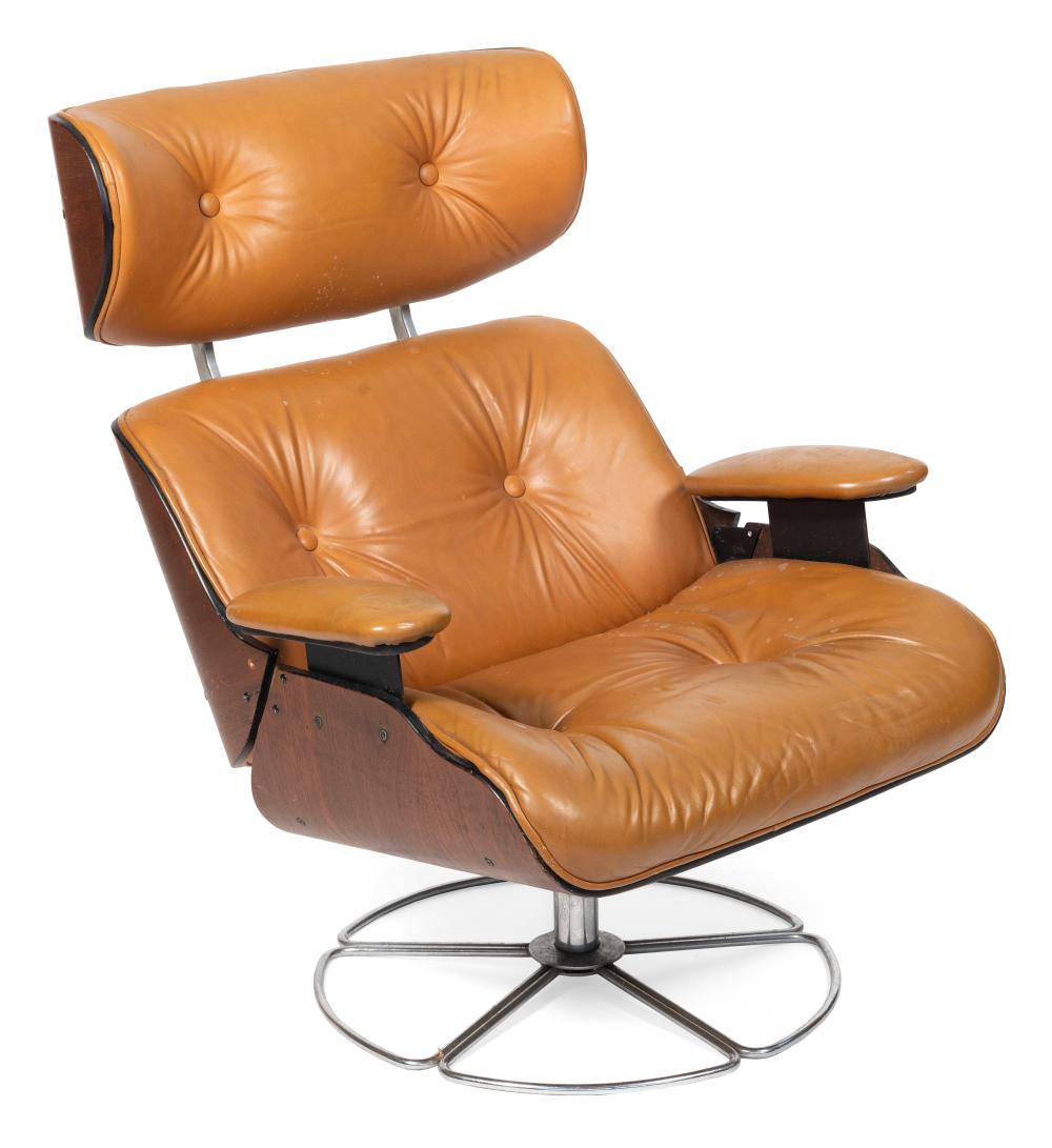 Appraisal: EAMES HERMAN MILLER-STYLE SWIVEL LOUNGE CHAIR MID- TH CENTURY HEIGHT