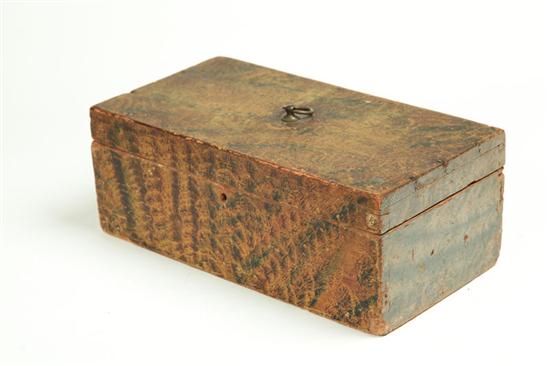 Appraisal: DECORATED DOCUMENT BOX New England - pine Dovetailed lockbox retaining