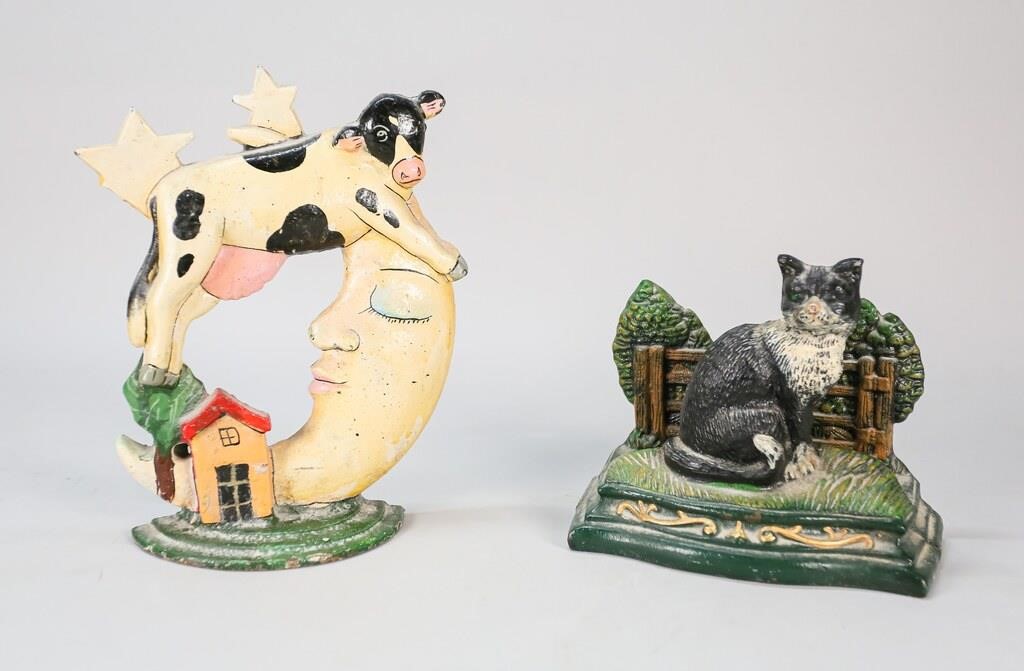 Appraisal: Two cast iron folk art door stops th Century Painted