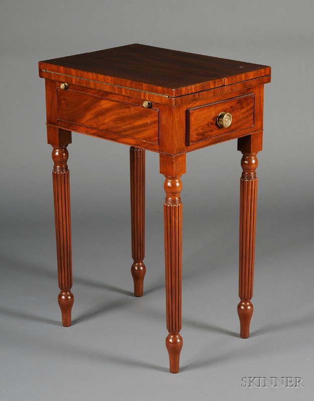 Appraisal: Regency Mahogany Occasional Table c with hinged top opening to