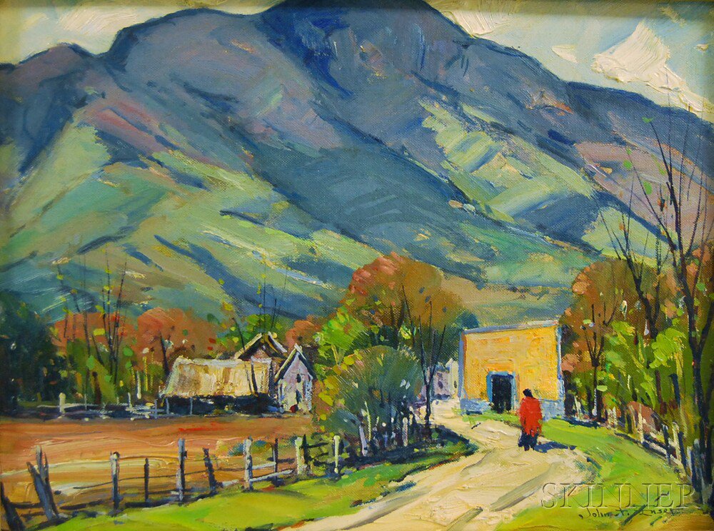 Appraisal: John F Enser American - Autumn Farm Road Signed John