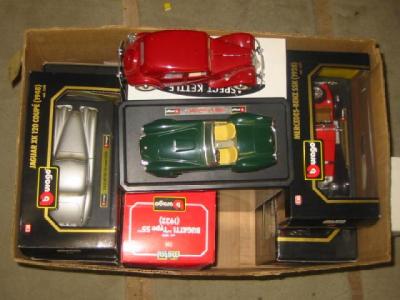 Appraisal: Five Burago large scale models boxed and four other items