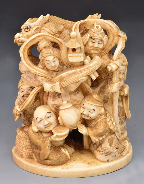 Appraisal: A Japanese ivory okimono of The Seven Gods of Felicity