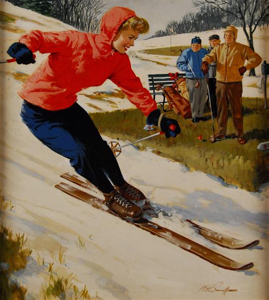 Appraisal: ARTHUR SARNOFF American - FEMALE SKIER oil on board signed