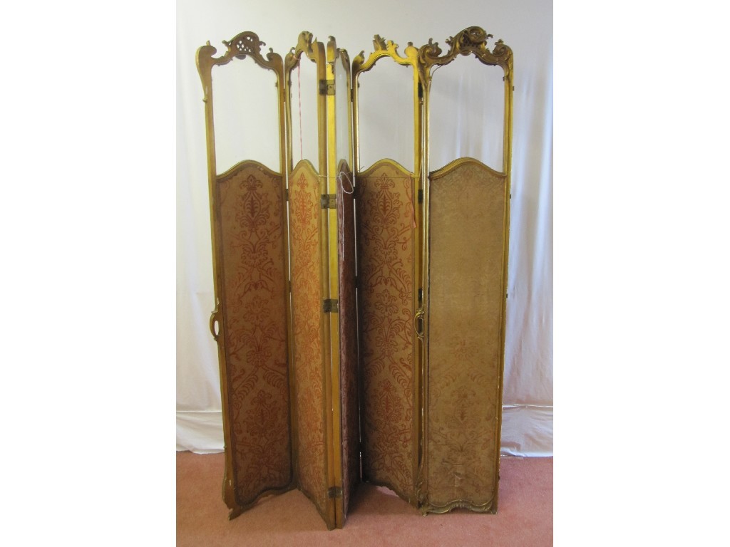 Appraisal: A late Victorian gilt decorated dressing screen the swan shaped